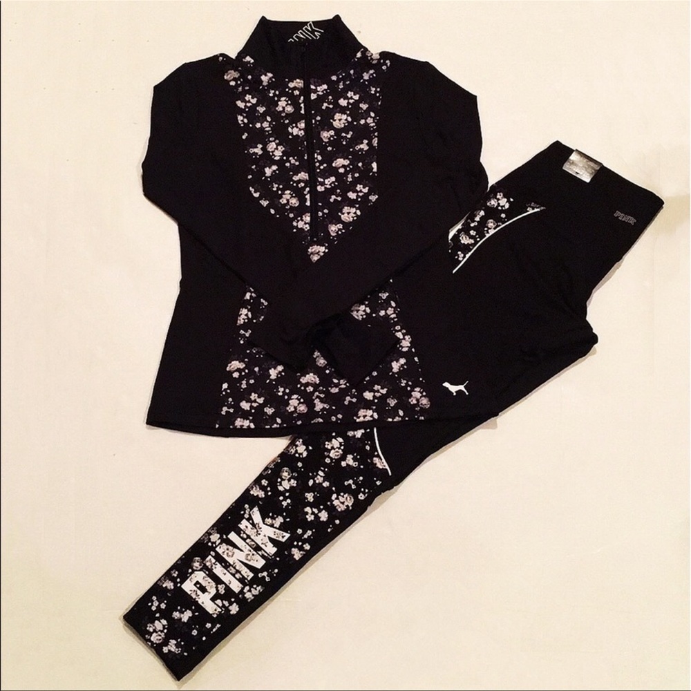 VS Pink floral sports jacket & tights